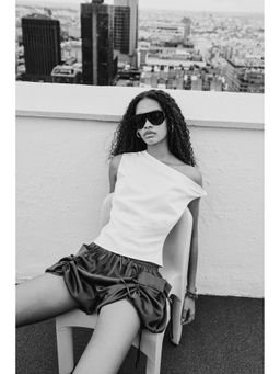 H&M - Women White Knot-Detail One-Shoulder Top