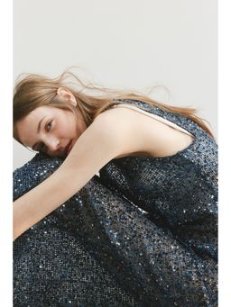 H&M - Women Turquoise Sequined Net Dress