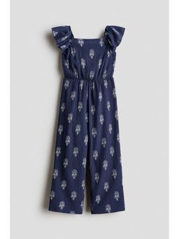 H&M - Girls Blue Textured Jersey Jumpsuit