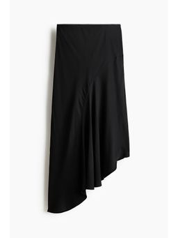H&M - Women Black Asymmetric Satin Skirt