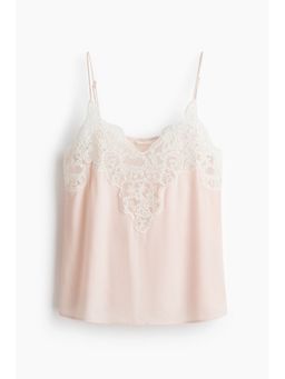 H&M - Women Pink Lace-Trimmed Strappy Top