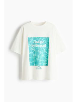 H&M - Women White Oversized Printed T-Shirt