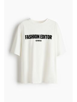 H&M - Women White Oversized Printed T-Shirt