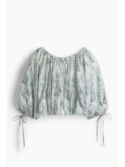 H&M - Women Blue Oversized Tie-Detail Blouse