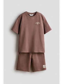H&M - Boys Brown 2-Piece T-Shirt And Shorts Set