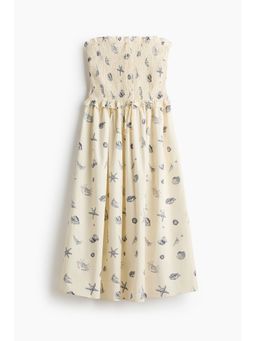 H&M - Women White Smocked-Bodice Bandeau Dress