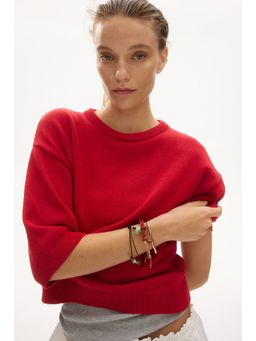 H&M - Women Red Knitted T-Shirt