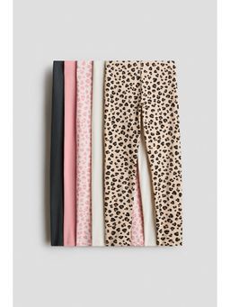 H&M - Girls Beige 5-Pack Jersey Leggings