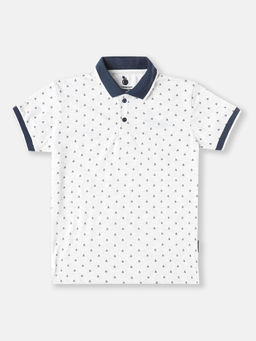 Lil Tomatoes - Boys Printed Cotton Pique Polo T-Shirt Grey