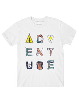 THREADCURRY - Only Adventure Boys Creative Graphic Printed T-Shirt - White