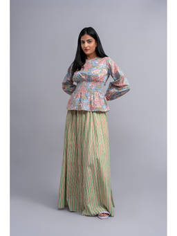 ODHANON - Multi-Color Floral Cotton Smocked Top for Women