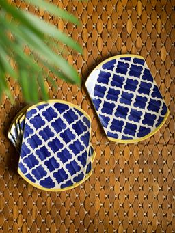 ExclusiveLane - 'Moroccan Platter Package' Hand-Painted Plates In Ceramic (10 Inch, Set Of 6)