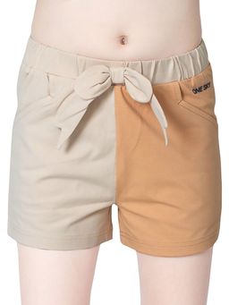 ONE SKY - Girls Color Block Beige Shorts