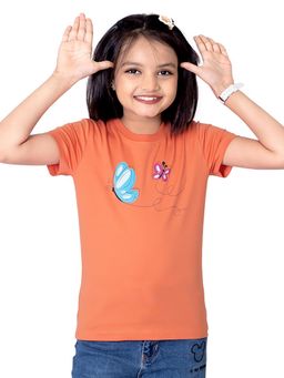 ONE SKY - Girls Cotton Butterfly Printed T-Shirt