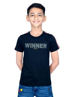 ONE SKY - Boys Typography Cotton T-Shirt Black