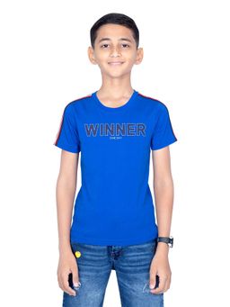 ONE SKY - Boys Typography Cotton T-Shirt Royal