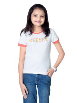 ONE SKY - Girls Cotton Embroidered T-Shirt