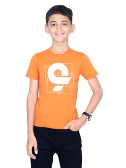 ONE SKY - Boys Printed Pure Cotton Orange T-Shirt