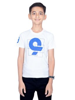 ONE SKY - Boys Printed Pure Cotton White T-Shirt