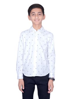 ONE SKY - Boys Printed Collar Neck Shirt White