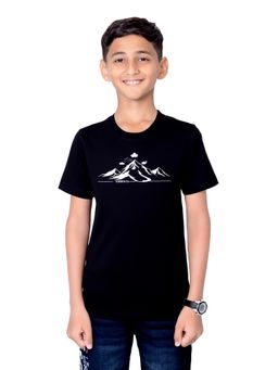 ONE SKY - Boys Hills Printed Cotton Black T-Shirt