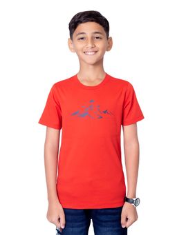 ONE SKY - Boys Hills Printed Cotton Red T-Shirt