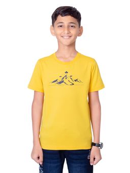 ONE SKY - Boys Hills Printed Cotton Yellow T-Shirt