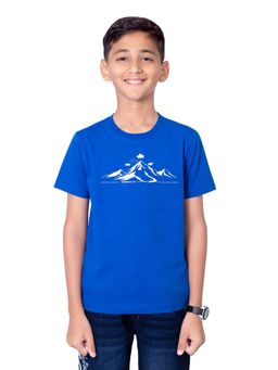 ONE SKY - Boys Hills Printed Cotton Royal T-Shirt