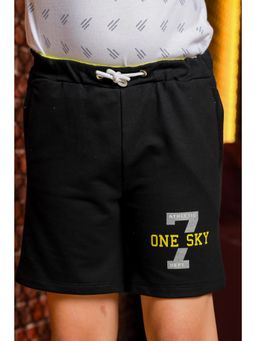 ONE SKY - Boys Casual Printed Cotton Black Shorts