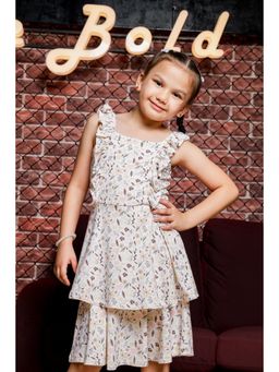 ONE SKY - Girls Floral Print Ruffle Knee Length Dress