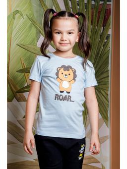 ONE SKY - Girls Cotton Printed T-Shirt Blue