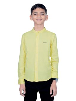 ONE SKY - Boys Solid Mandarin Collar Shirt Yellow
