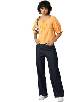 ONLY - Women Textured Orange Top