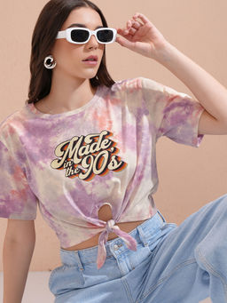 TOKYO TALKIES - Purple Tie & Dye Regular Fit Crop Top