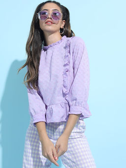 TOKYO TALKIES - Purple Embroidered Regular Fit Top