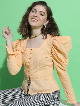 TOKYO TALKIES - Orange Embroidered Regular Fit Top