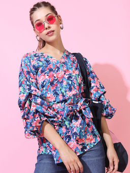 TOKYO TALKIES - Multi-Color Floral Regular Fit Top