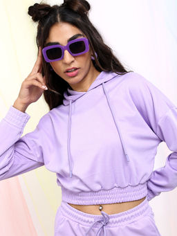 TOKYO TALKIES - Lavender Solid Regular Fit Crop Top