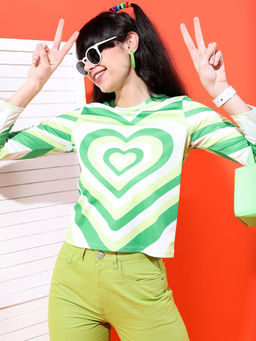 TOKYO TALKIES - Green Printed Regular Fit Top