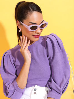 TOKYO TALKIES - Purple Solid Regular Fit Top