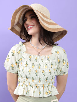 TOKYO TALKIES - Multi-Color Floral Regular Fit Crop Top