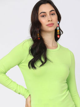 TOKYO TALKIES - Green Solid Regular Fit Top
