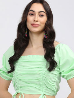 TOKYO TALKIES - Green Solid Regular Fit Top