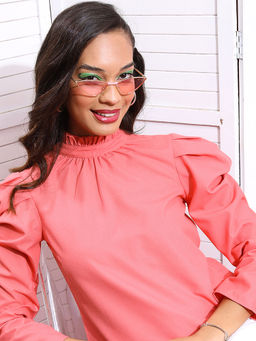 TOKYO TALKIES - Pink Solid Regular Fit Top