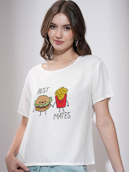 TOKYO TALKIES - White Printed Regular Fit T-Shirt