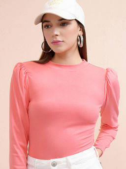 TOKYO TALKIES - Pink Solid Regular Fit Top
