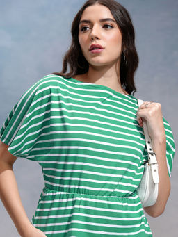 TOKYO TALKIES - Green Stripes Regular Fit Top
