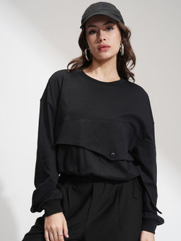 TOKYO TALKIES - Black Solid Relaxed Fit Top