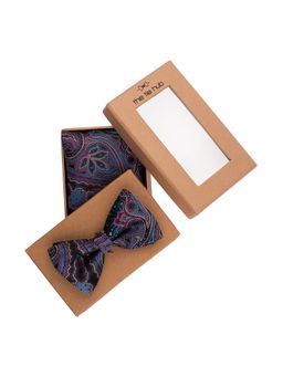The Tie Hub - Empire Purple Paisley Bow Tie For Men And Pocket Square Gift