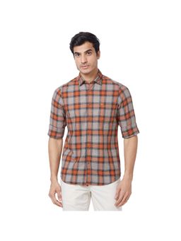 ColorPlus - Contemporary Fit Checkered Orange Shirt